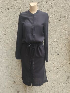 RUDSAK Black Long-Sleeve Button Shirt Dress with Tie Waist